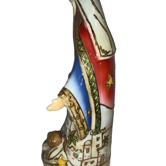 Holy Family Jesus Porcelain Nativity Blue Gold Bethlehem Scene 2005 Roman Inc - Picture 5 of 11